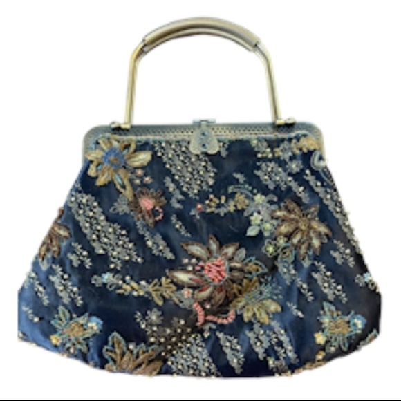AKSINT Bag M Hand Beaded Multicolor Floral Boho Western Retro Hippie Festival - Picture 1 of 16